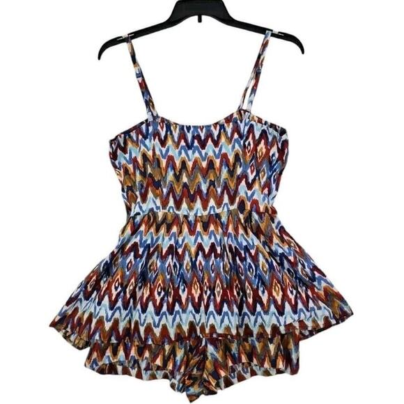 Anthropologie Mimi Chica ~ Woman Size L~ Multicolor Sleeveless Romper Linen NWOT - Picture 5 of 10